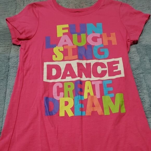 Girls Childrens Place pink graphic print t-shirt sz large - Picture 1 of 5